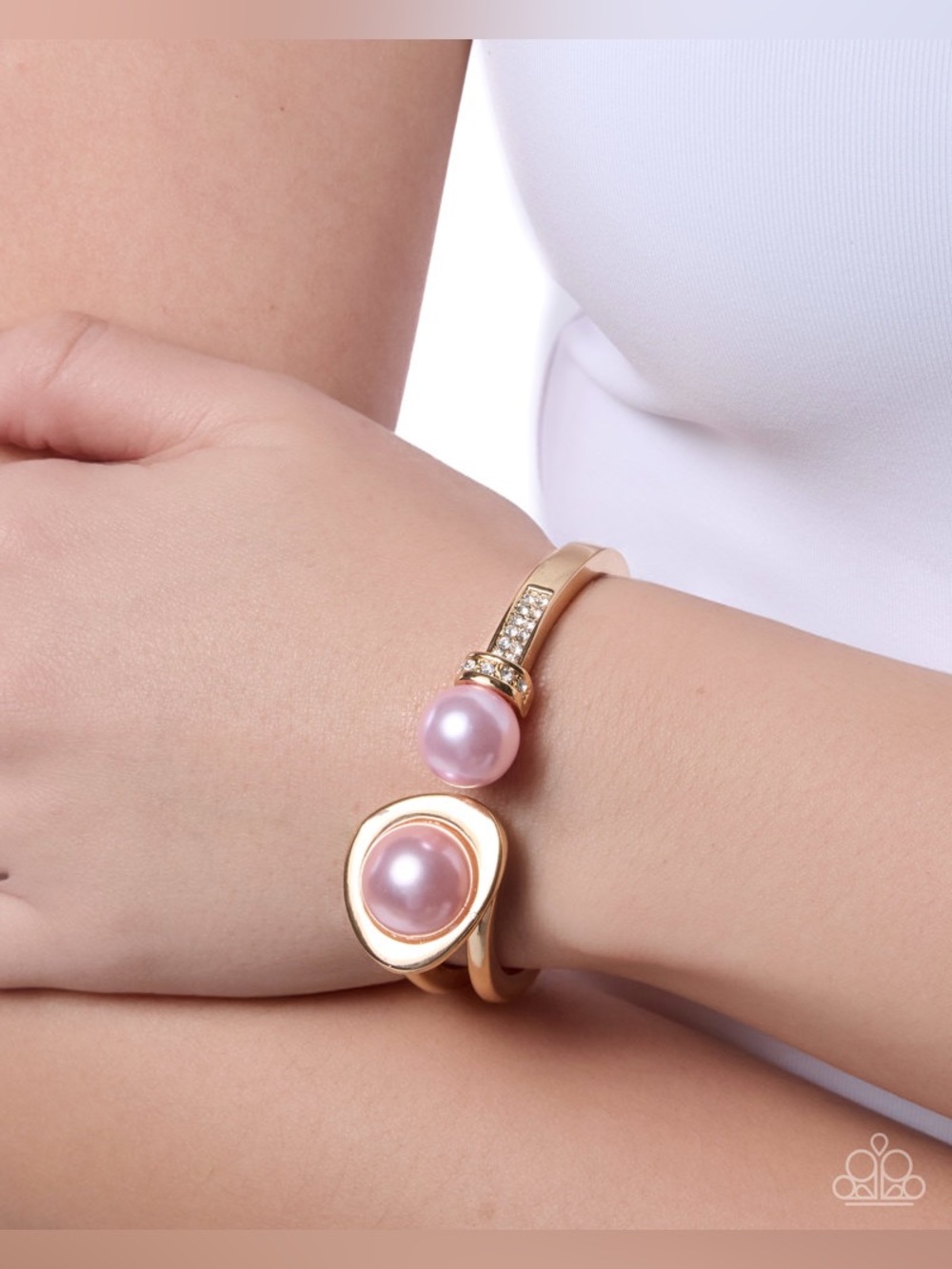 Gold-Tone Pink Pearl Cuff Bracelet